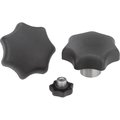 Kipp Star Grip With Protruding Bushing M06X15, D1=32, H=21, Form:L, Thermoplastic Black, Comp:Stainless K0153.506X15